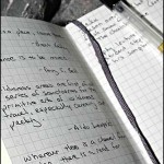 Moleskine notebook used for tripping.