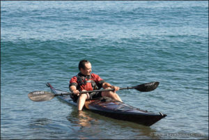 Lake Superior kayaking in a homemade kayak.
