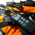 Icom M72 VHF radio ready for use on channel 16.
