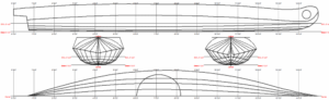 Figure 180 Nunivak Island Kayak_Linesplan Lines plan of the Nunivak Island Kayak