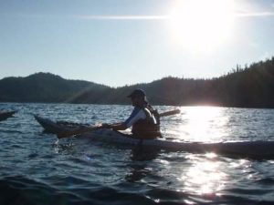 Tim Gallaway kayaking on Lake Superior