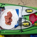 lunch served on the deck of a kayak