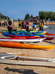 kayaks on a beach
