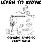 kayaker vs zombie tshirt design