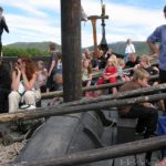 Our tough Viking crew ready to row a longboat.
