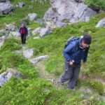 Hiking to the cave.