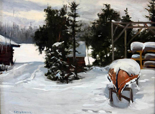 winter canoe paintings • paddlinglight.com